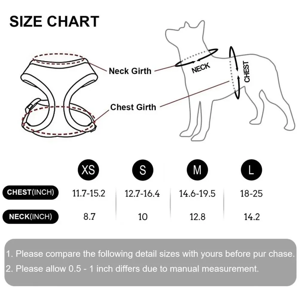 WONDERPUP Adjustable￼‎ Soft Mesh Dog Harness No-pull Comfort Padded Orange￼ Sz M